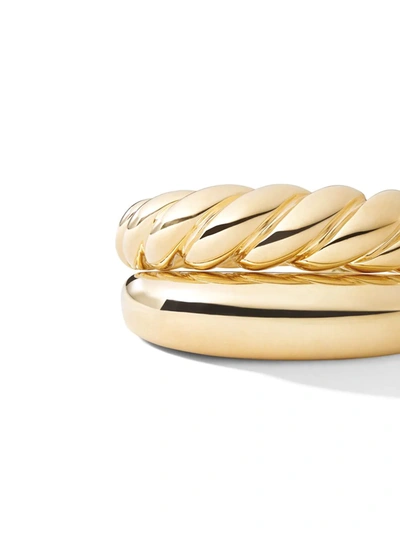 Shop David Yurman 18kt Yellow Gold Pure Form Stack Rings In 88