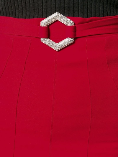 Philipp Plein Stretch-cady Fitted Skirt In Red