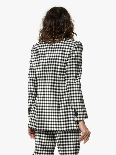 Shop Balenciaga Checked Wool Hourglass Waist Blazer In Black