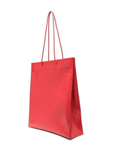 Medea Crocodile Effect Tote Bag In Rot
