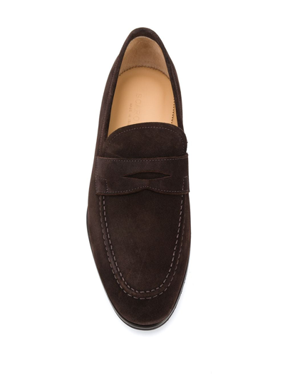 Shop Scarosso Renato Almond Toe Loafers In Brown