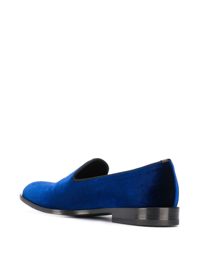 Shop Scarosso George Almond-toe Slippers In Blue
