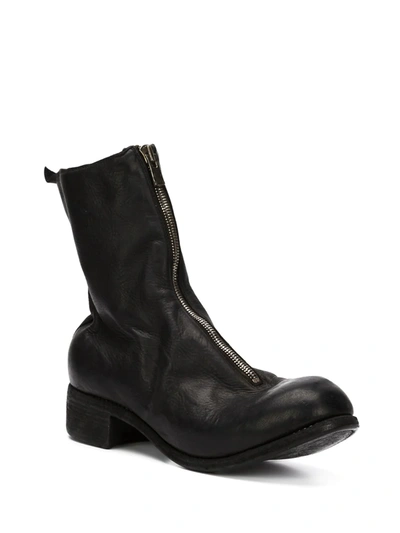 Shop Guidi Distressed Zip-up Boots In Black