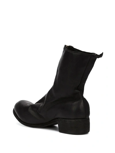 Shop Guidi Distressed Zip-up Boots In Black