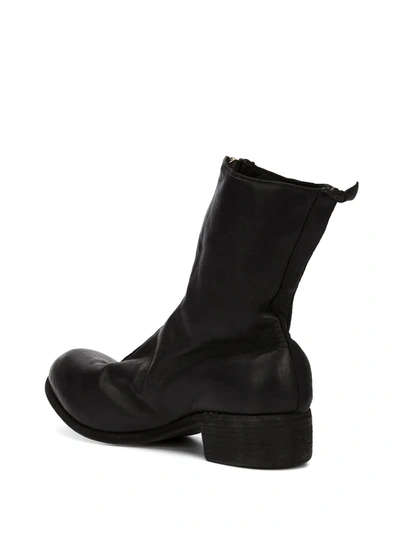 Guidi Front Zip Leather Ankle Boots In Black