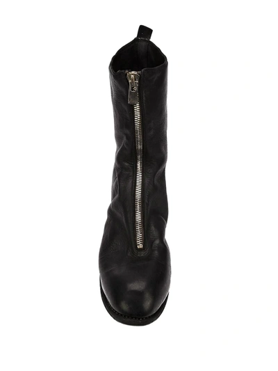 Shop Guidi Distressed Zip-up Boots In Black