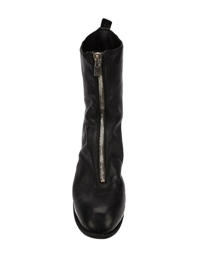Guidi Front Zip Leather Ankle Boots In Black