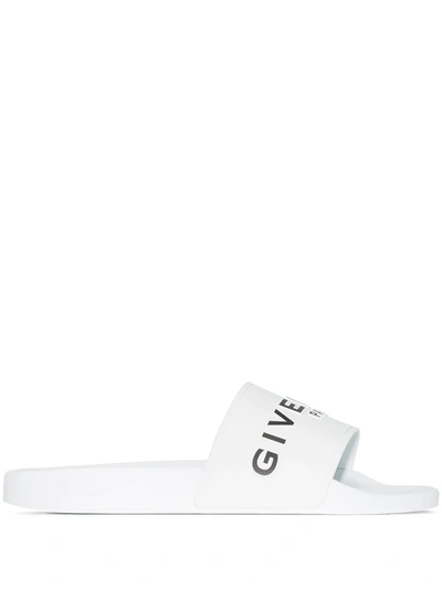 Shop Givenchy Contrast Logo Slides In White
