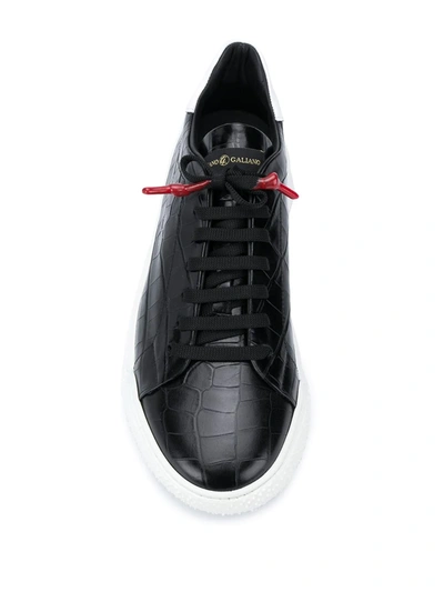 Giuliano Galiano Crocodile-embossed Nemesis Sneakers In Black