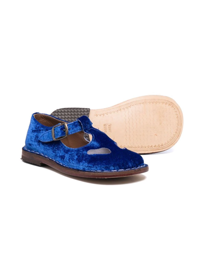 Pèpè Velvet Cut-out Sandals In Blue