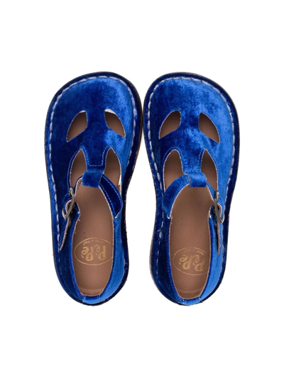 Pèpè Velvet Cut-out Sandals In Blue