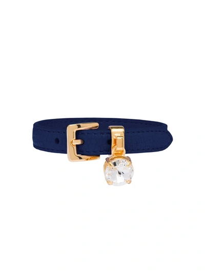 Shop Miu Miu Crystal-embellished Leather Bracelet In Blue