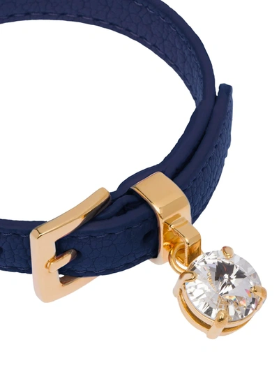 Shop Miu Miu Crystal-embellished Leather Bracelet In Blue