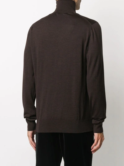 Shop Dolce & Gabbana Knitted Roll-neck Jumper In Brown