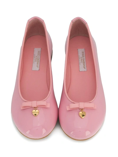 Shop Dolce & Gabbana Heart Pendants Ballerinas In Pink