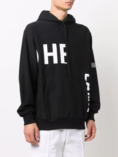 Shop Helmut Lang Logo-print Pullover Hoodie In Black
