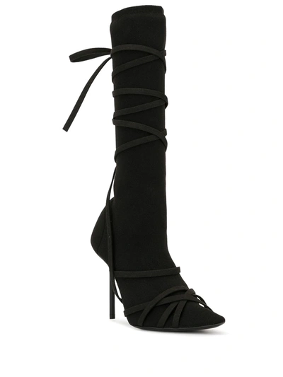 Shop Ben Taverniti Unravel Project Strappy Knee-high Boots In Black