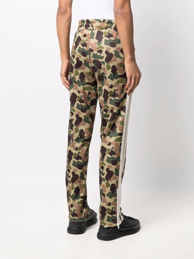 Shop Palm Angels Camouflage-print Side-stripe Track Pants In Green