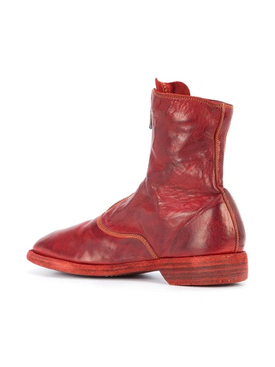 Shop Guidi Zip Detail Boots In Red