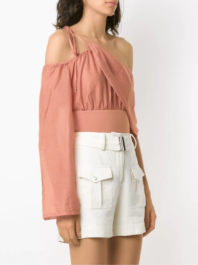 Shop Amir Slama One-shoulder Body In Neutrals