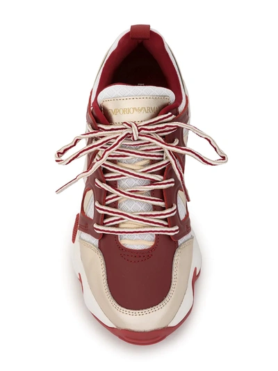 Shop Emporio Armani Panelled Chunky Sneakers In Red
