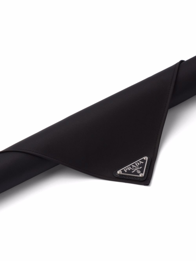 Shop Prada Re-nylon Logo-plaque Scarf In Black