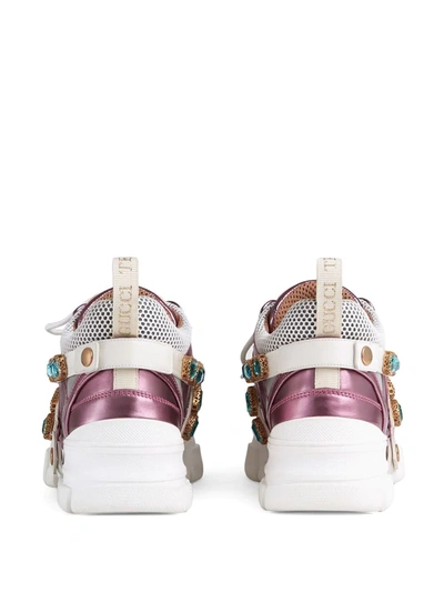 Shop Gucci Flashtrek Sneakers With Removable Crystals In Pink