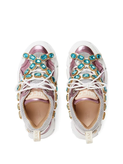 Shop Gucci Flashtrek Sneakers With Removable Crystals In Pink