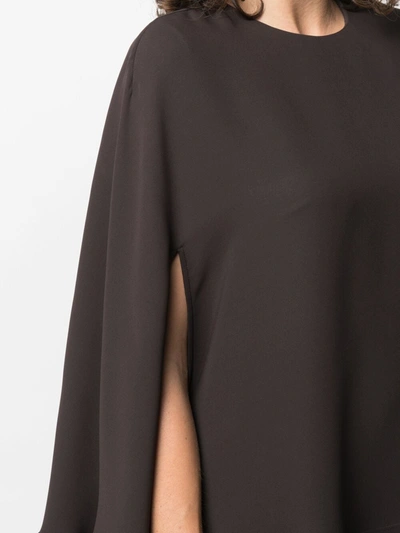 Shop Valentino Silk Cape Dress In Brown