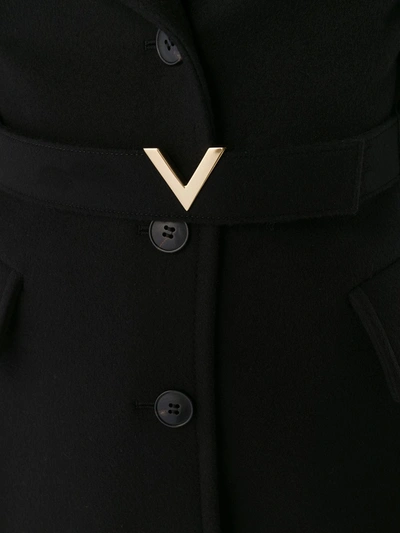 Shop Valentino V-gold Belted Coat In Black