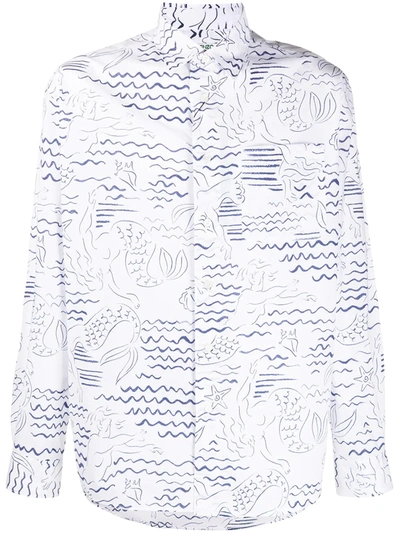 Shop Kenzo Waves Mermaids Print Shirt In White