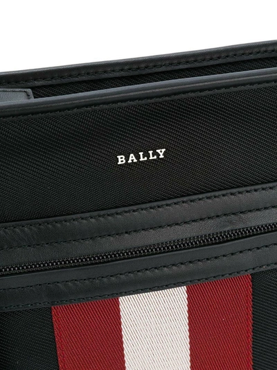 Shop Bally Stripe Detail Logo Shoulder Bag In Black