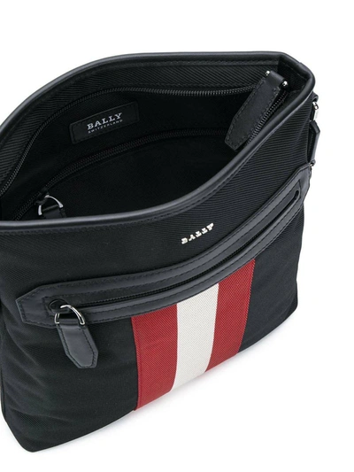 Shop Bally Stripe Detail Logo Shoulder Bag In Black