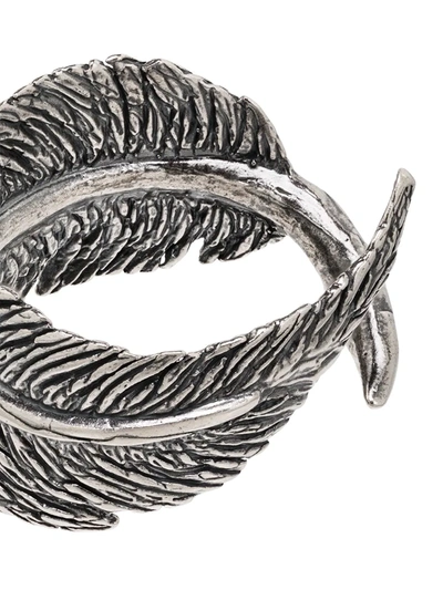 Shop M Cohen Feather Motif Ring In Silver