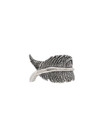 Shop M Cohen Feather Motif Ring In Silver
