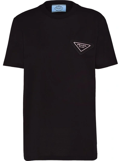 Shop Prada Triangle-logo Jersey T-shirt In Black