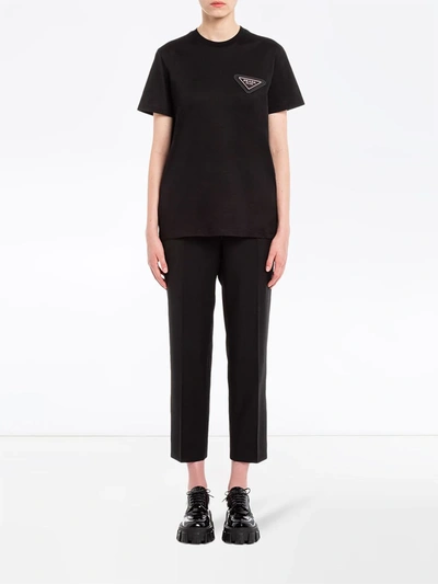 Shop Prada Triangle-logo Jersey T-shirt In Black