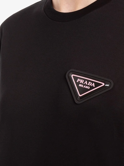 Shop Prada Triangle-logo Jersey T-shirt In Black
