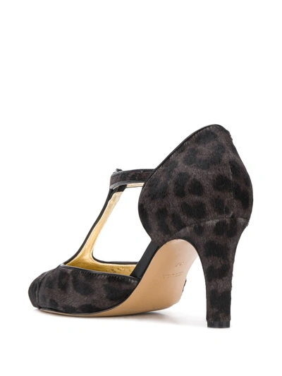 Shop Antonio Barbato Animal-print T-bar Pumps In Grey