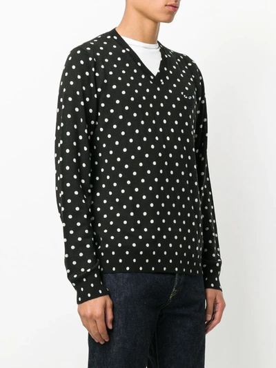 Comme Des Garçons Play Embroidered Heart Polka Dot Jumper In Black