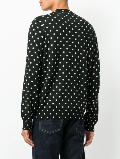Comme Des Garçons Play Embroidered Heart Polka Dot Jumper In Black