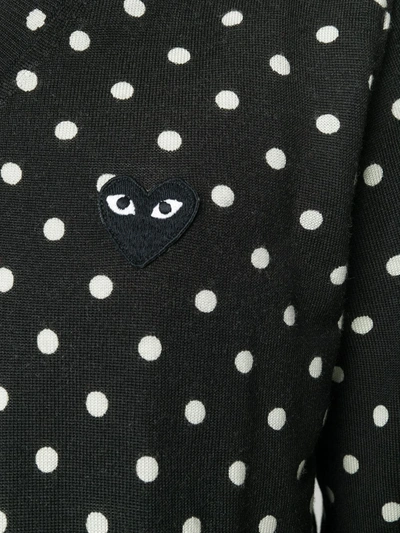 Shop Comme Des Garçons Play Embroidered Heart Polka Dot Jumper In Black