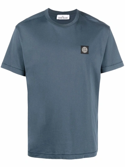 Shop Stone Island Logo-patch Cotton T-shirt In Blau