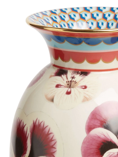 Shop La Doublej Amphora Pansy-print Porcelain Vase (30.4cm) In Neutrals