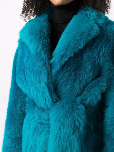 Shop Bottega Veneta Lamb Fur Coat In Blau