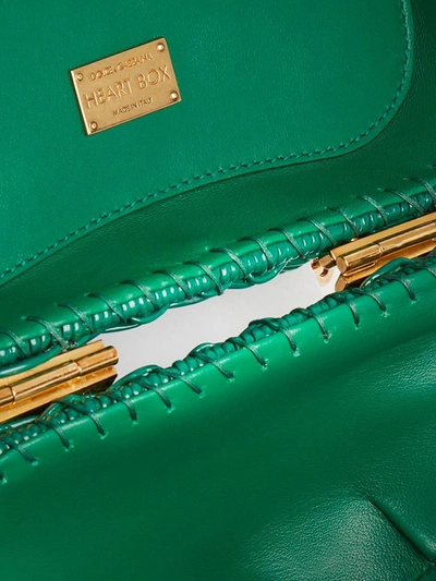 Shop Dolce & Gabbana Heart Box Wicker Bag In Green