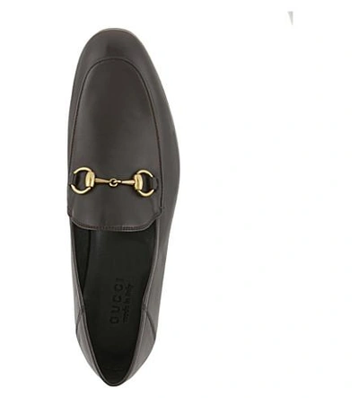Shop Gucci Brixton Slide Leather Moccasins In Dark Brown