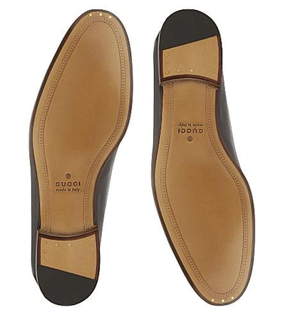 Shop Gucci Brixton Slide Leather Moccasins In Dark Brown