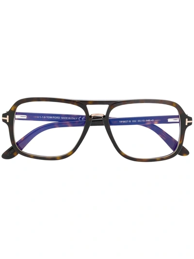 Shop Tom Ford Square Frame Glasses In Brown