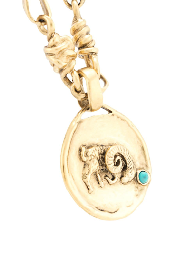 Shop Goossens Talisman Aries Medal Necklace In Gold
